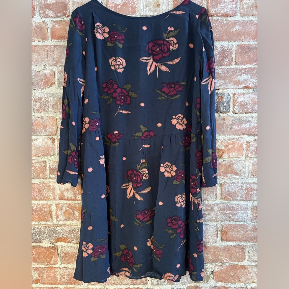 Navy Floral Long Sleeve Dress from Des Petits Hauts